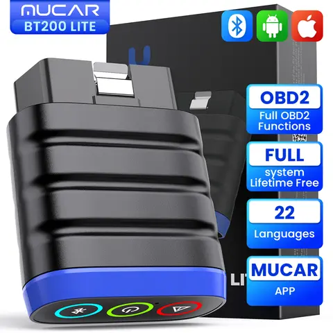 MUCAR BT200 Lite Auto OBD2 Scanner Full System Diagnostics Clear Code Reader Live Date Car Diagnose via Bluetooth DollarFix APP