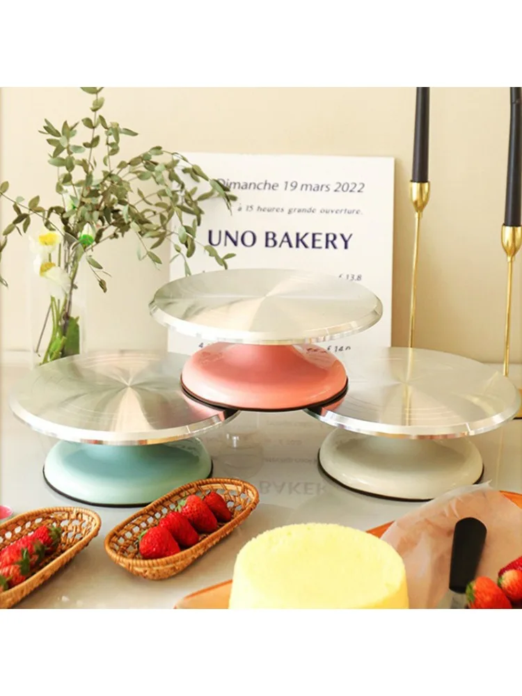 Plateau tournant à gâteaux en alliage d'aluminium, Table de montage de gâteaux, outils de cuisson ménagers, Surface antidérapante, plateau tournant à fleurs de montage de 10/12 pouces