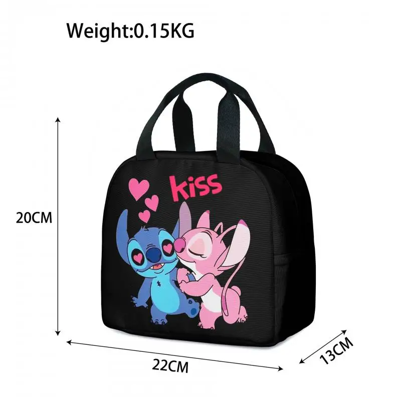 Disney Stitch Women\'s Lunch Thermal Bag Cartoon Fashion Print Large Capacity Portable Zipper Bento Bag Outdoor Lunch Thermal Bag