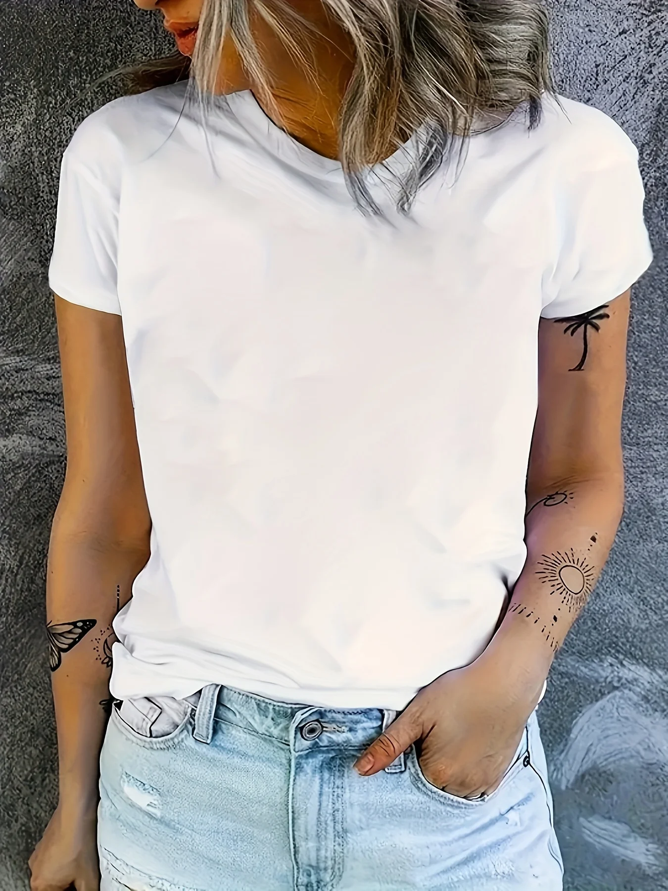 Women'S Casual Solid Color T-Shirt - Soft Crew Neck Short Sleeve Top for Casual Attire Black, Ladies T Shirts Aesthetic Clothes