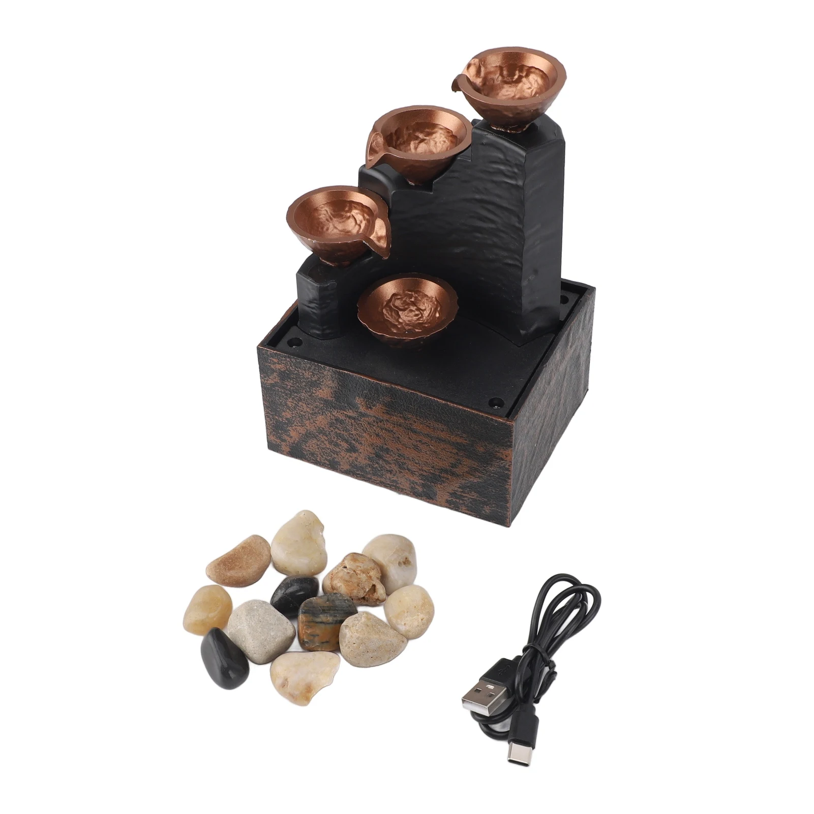 USB Tabletop Water Fountain Energy Efficiency Mini Desk Water Fountain  Decorative Wealth Attracting Stylish for Office