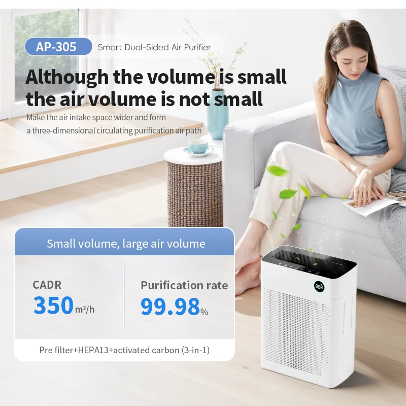 Wholesale Heap Filter Room Air Purifier Cleaner Ionizer Tuya Wifi Portable Smart Office Dust Pet Air Purifier Home