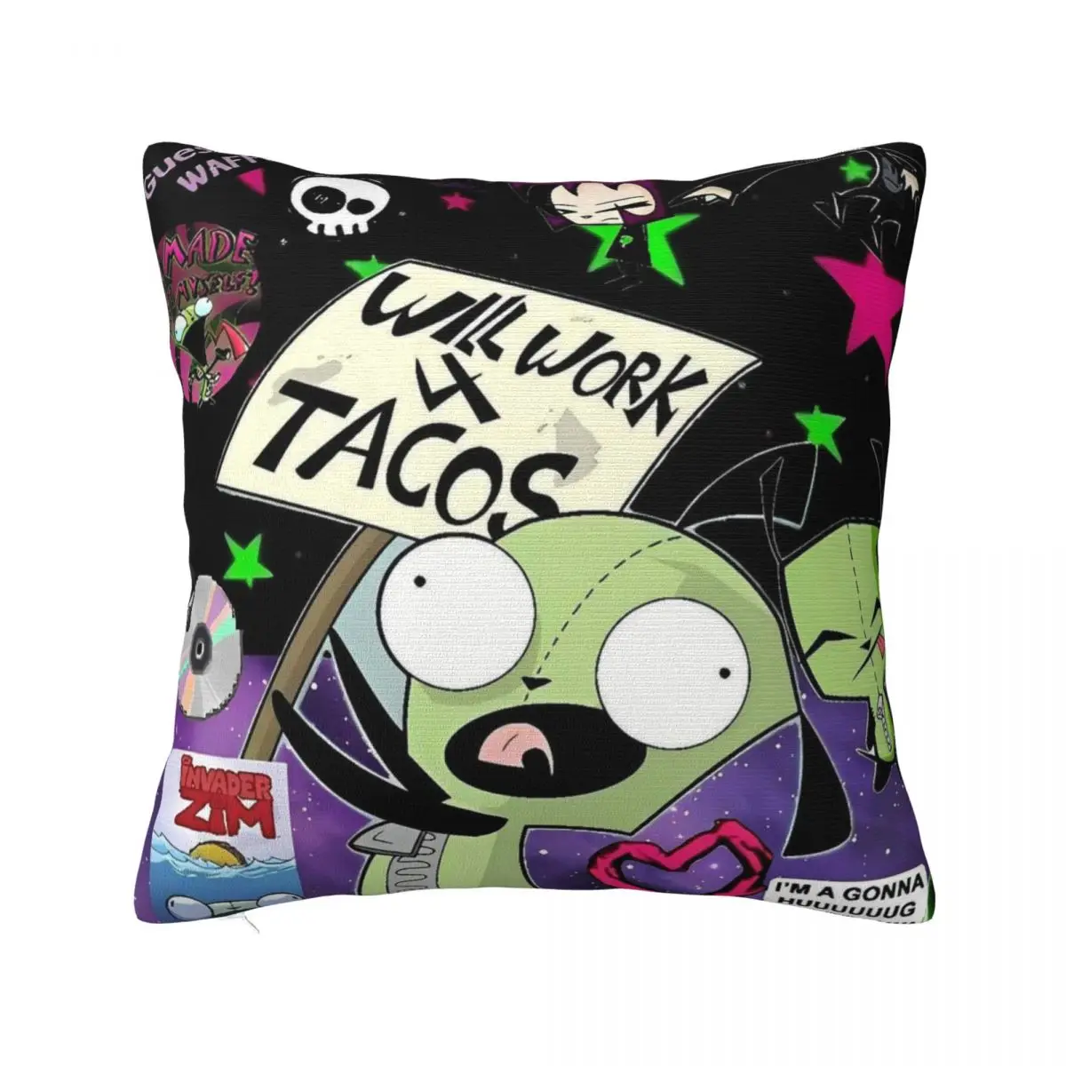 Invaders Zims Gir Dib Robot Pillow Cover Funny Pillow Case Polyester Cushion Cover Pillowcases For Chair Sofa Home Decoration
