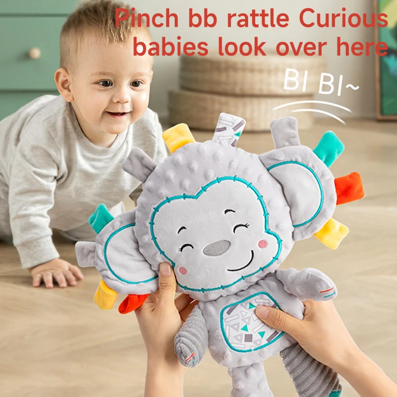 Baby Tags Stuffed Animal Soft Toys Children Sensory Built-in Rattles Toys New Plush Bell Toys Kids Muppet Sleep Companion Toys