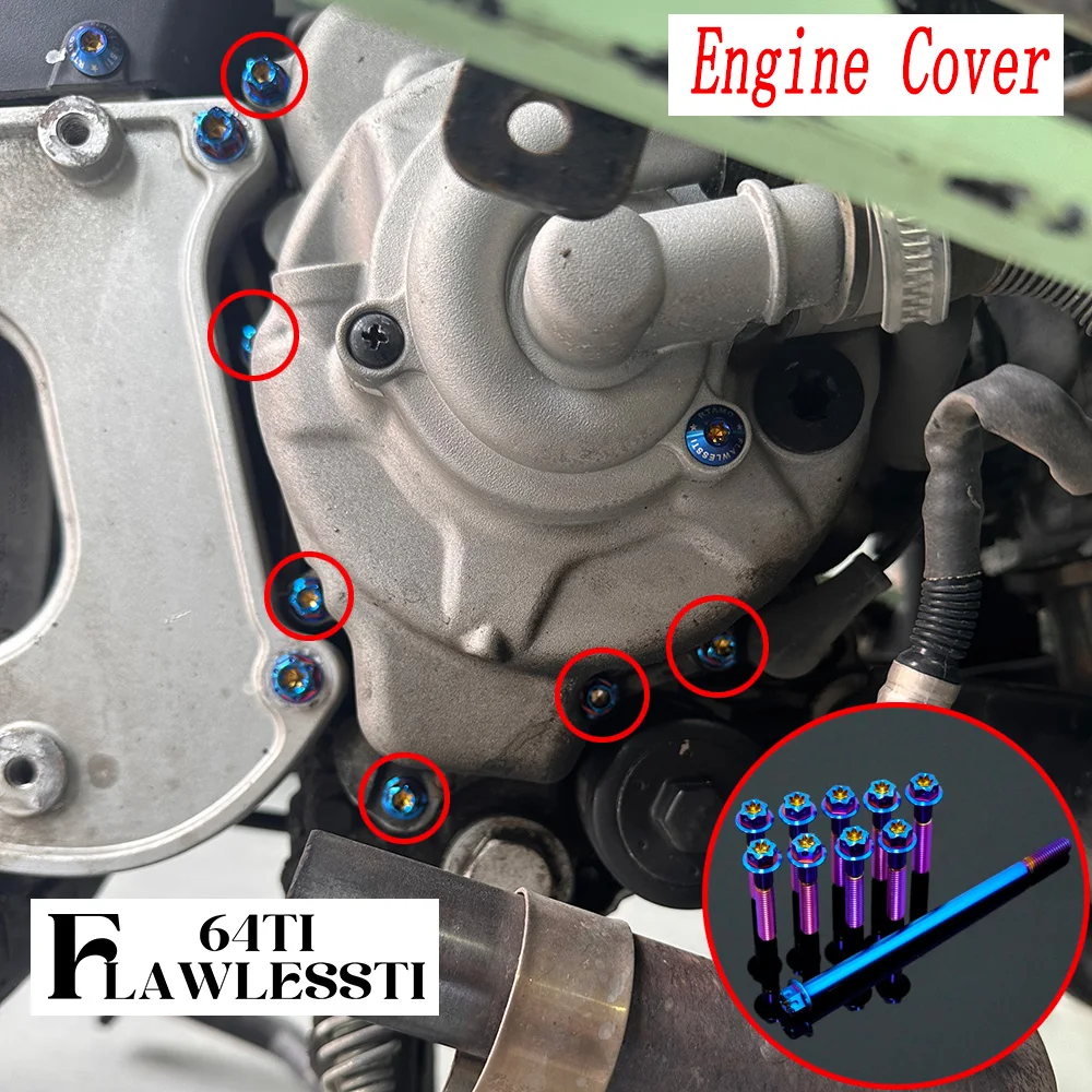 FLAWLESSTI Gr5 Titanium Bolt Air Filter Engine Cover Water Pump Rear Fender Shock Swingarm Bolt For RA GP300S