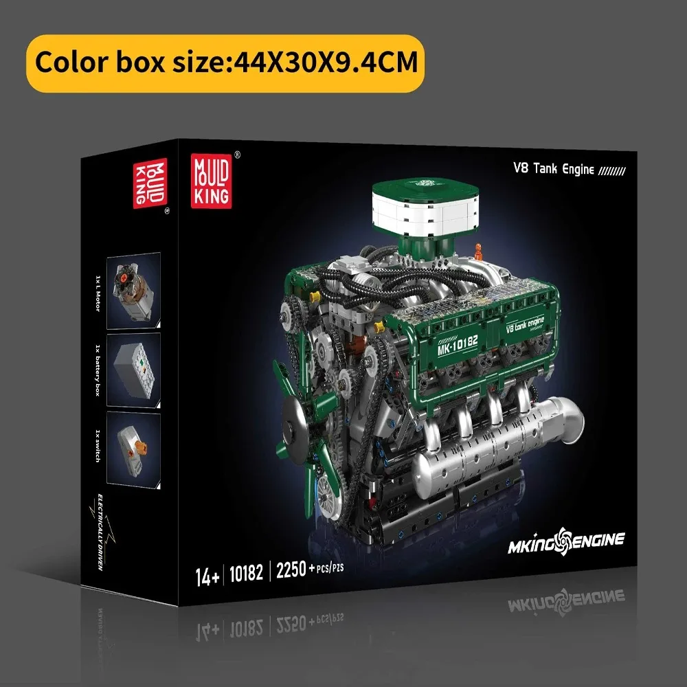 

10182 V8 Двигатель танка Моторизованная имитационная модель Строительные блоки с электроприводом 2250 шт. Технические автомобильные детали