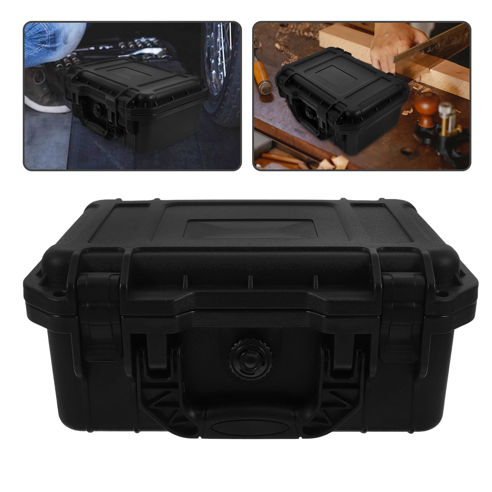 

Hardware Toolbox Storage Black PP Handle Multifunctional Small Tool Case Waterproof Durable Plastic Organizer Travel Suitcase