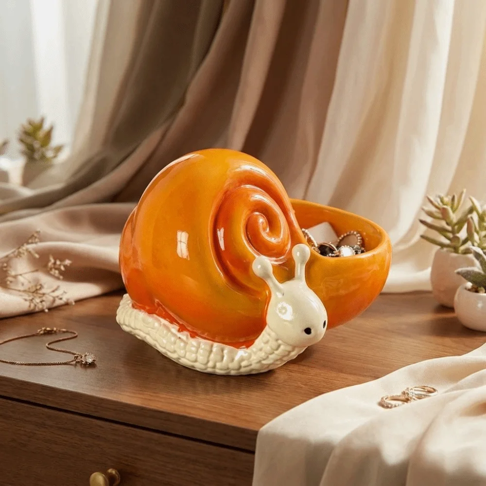 Frog Snail Shaped Resin Storage Ornament Hollow Storage Cavity Premium Smooth Resin Jewelry Box Multi-functional