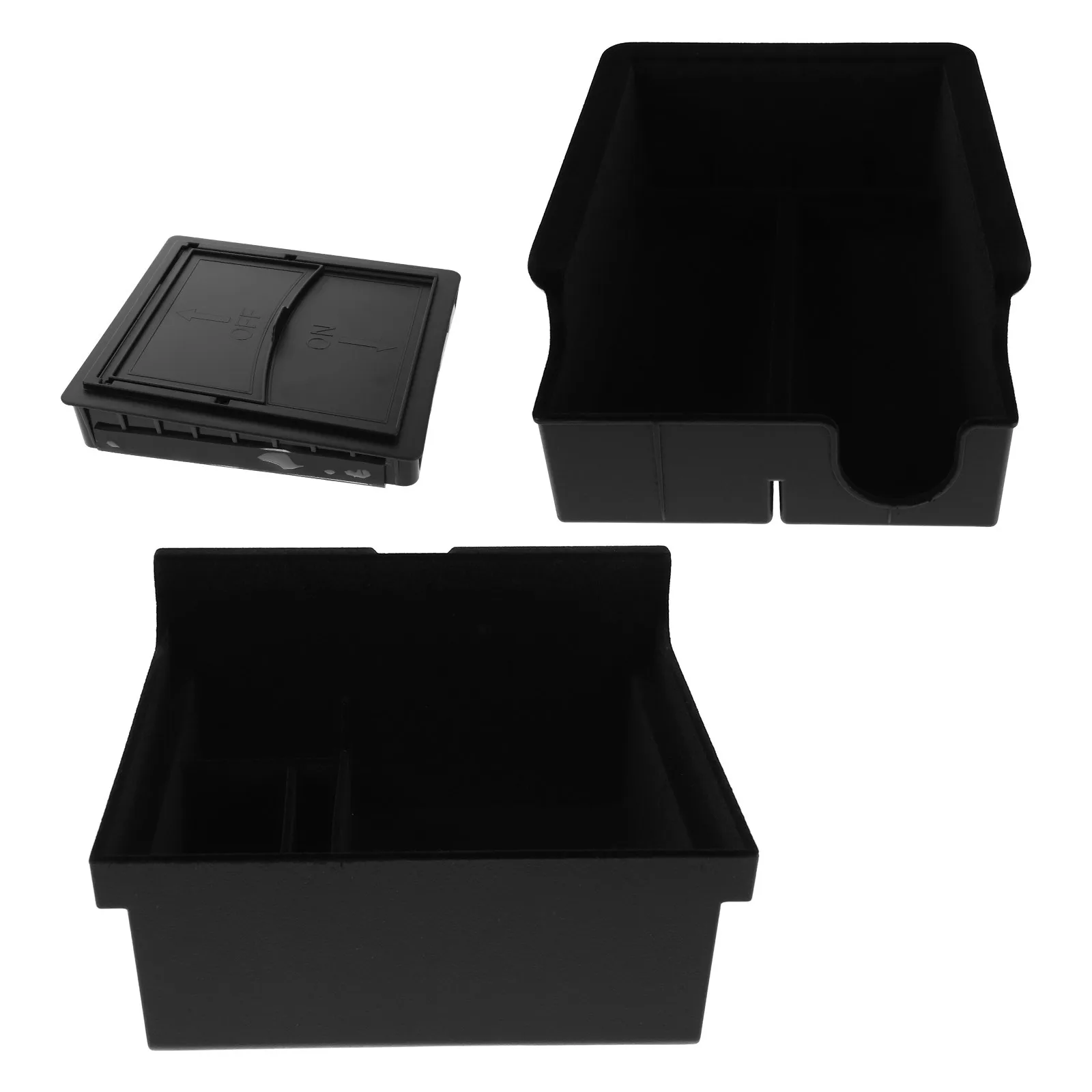 

3pcs Center Console Organizer Box Hidden Storage Compartment For Car Flocking Liner Plastic Shell Compatible With Tesla Y/3
