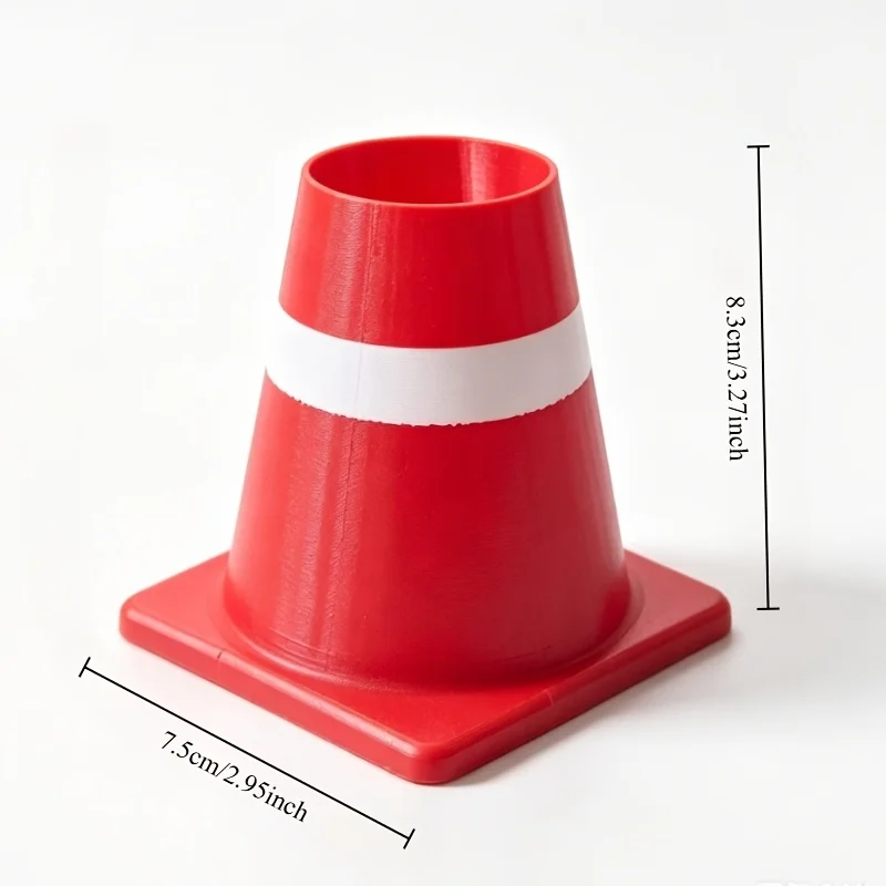 3D Printed Traffic Cone Pen Holder, Creative Road‑Barrel Shaped Pencil Cup, Funny Desk Organizer Storage Pot for Office Home