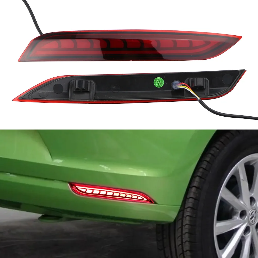 Car Flashing Multi-function Reflector Lamp Rear Fog Lamp Rear Bumper Light Brake Light for Volkswagen Vw Polo 2014-2018