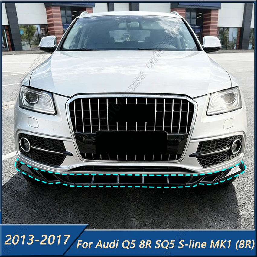 

Gloss Black Front Bumper Spoiler Lip Lower Splitter Blade Protector Air Dam Kit For Audi Q5 8R SQ5 S-line MK1 (8R) 2013-2017