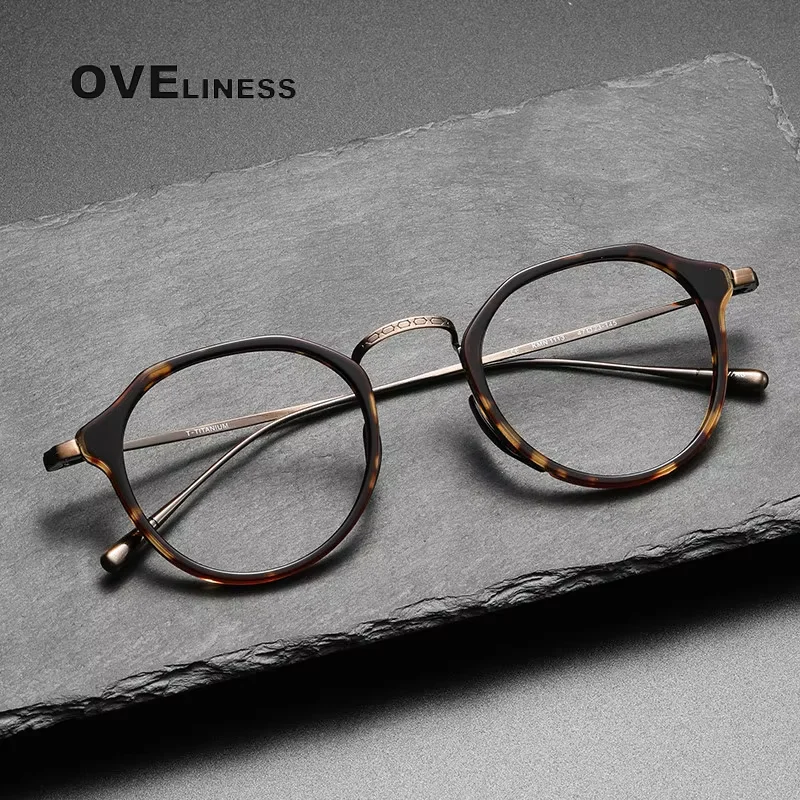 

Acetate Titanium Glasses Frame Women 2025 New Retro Round Eyeglasses Men Spectacles Eyewear