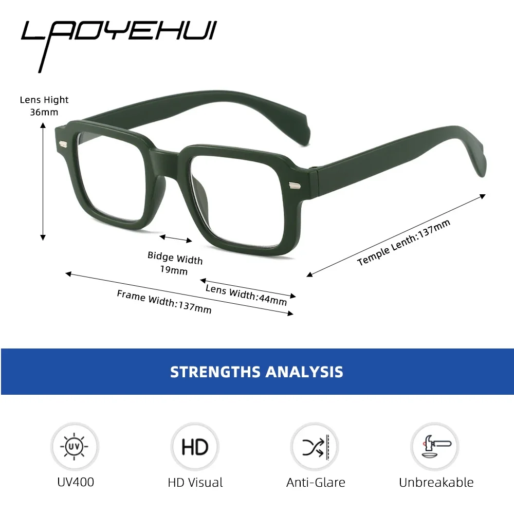 Thicker Sqaure Frame Myopia Glasses for Men Matte Black Unisex Fashion Women Anti-Blue Ray Computer Eyewear Two Pictures