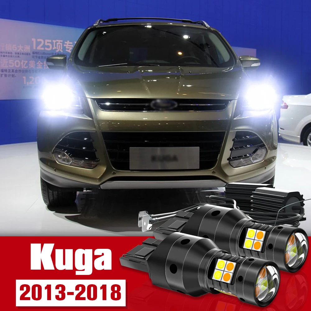 LED Dual Mode Turn Signal e luz diurna, Acessórios DRL, Ford Kuga 2013-2018, 2014, 2015, 2016, 2017, 2pcs