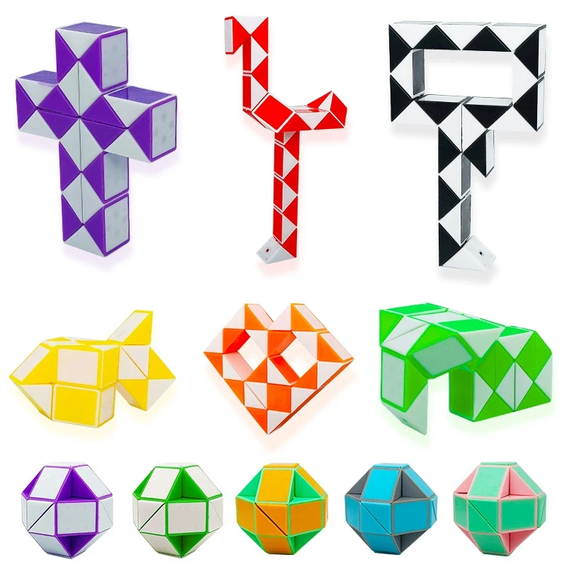 6 Pcs Folding Magic Snake Ruler Puzzle Antistress Cube Educational Toy Kids Birthday Party Favors Goodie Bags School Reward