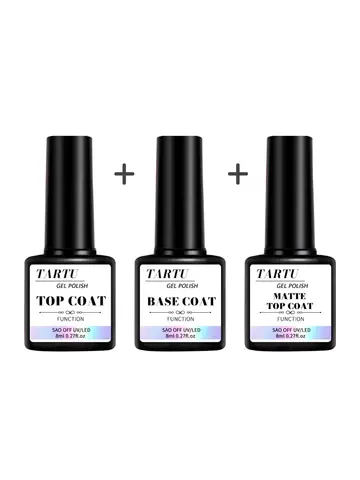 1pc/2pcs/3pcs 8Ml Functional Gel Nail Art Set with Base Coat and Diamond Top Coat,Matte Top ,Soak Off  for Nail Art Design Tool