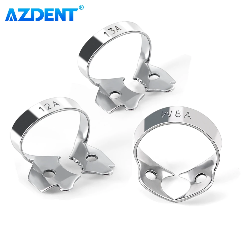 3PCS AZDENT Dental Rubber Dam Clamps Stainless Steel Endodontic Restorative Barrier Clips Dentistry Ortho Materials Lab Tools