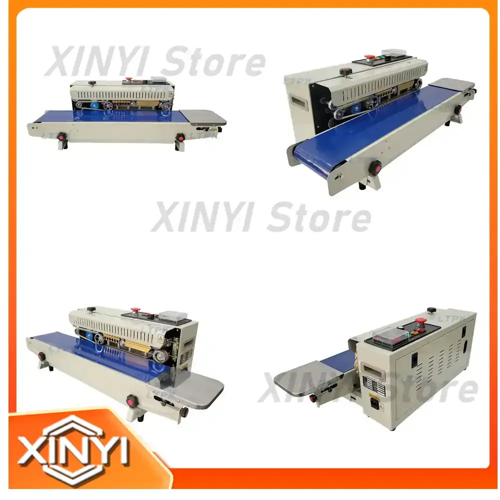 LT-FR770 Continuous Band Sealer for Plastic Paper Bags Sachets Stand Up Pouches with Batch Date Stamping Heat Sealing Machine