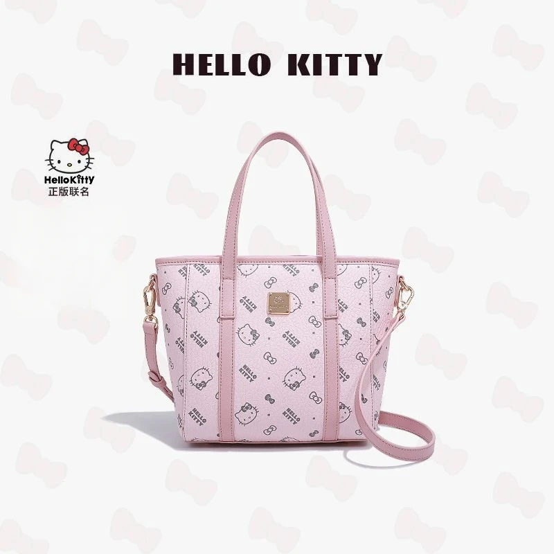 

Kawaii Hello Kitty Fashion Handbag Anime Cute Girl Advanced Versatile Crossbody Bag KT Printing Shoulder Bag Exquisite Gift Box