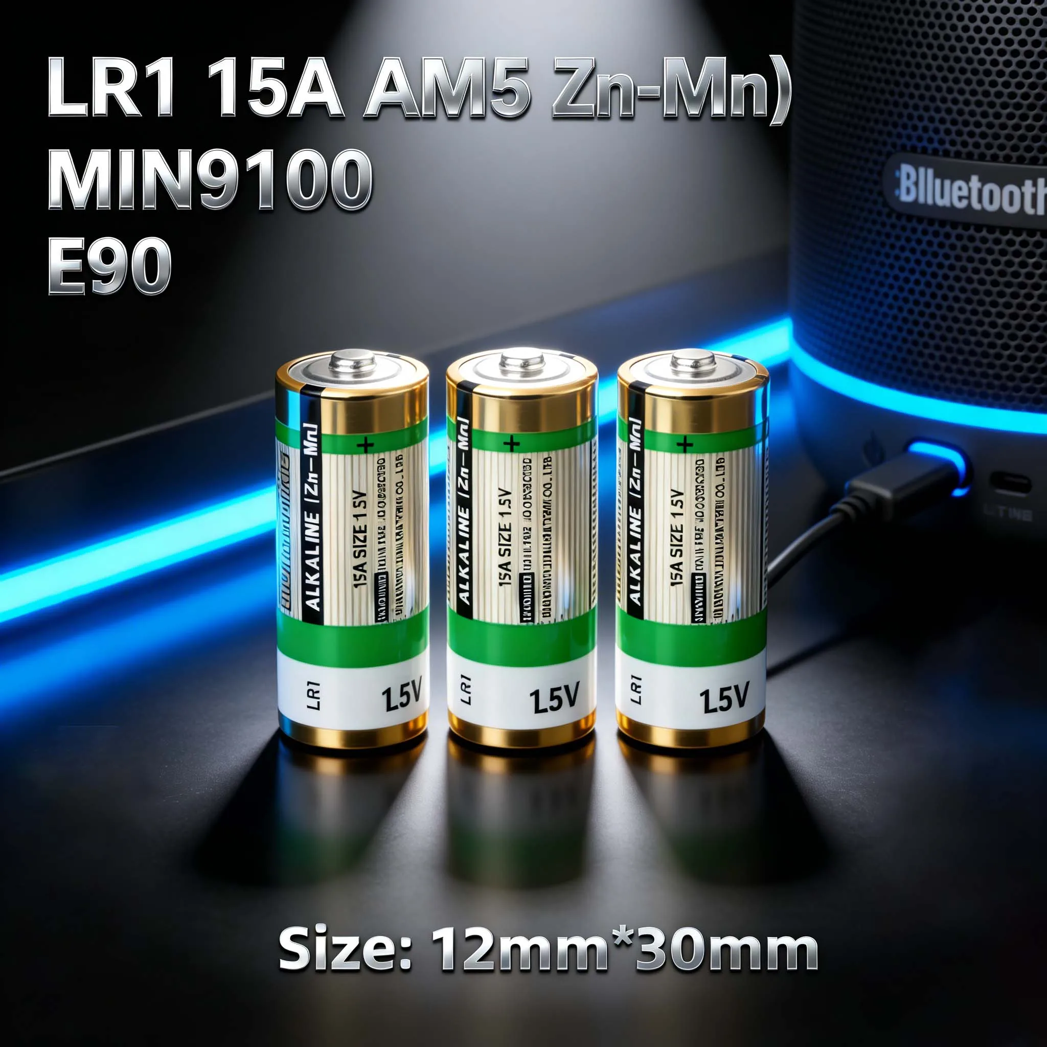 

LR1 N Size 15A AM5 MN9100 E90 1.5V Alkaline Primary Dry Battery for Doorbell Bluetooth Speaker MP3 Walkman