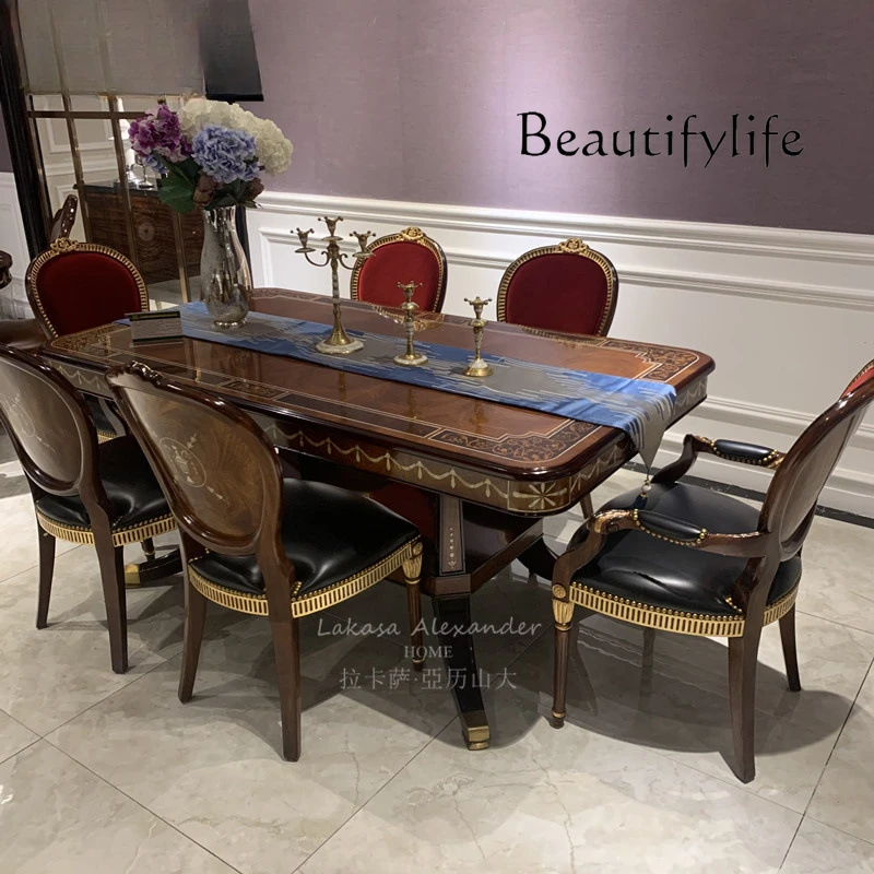 European mahogany solid wood dining table British western dining table 1.8 meters rectangular dining table