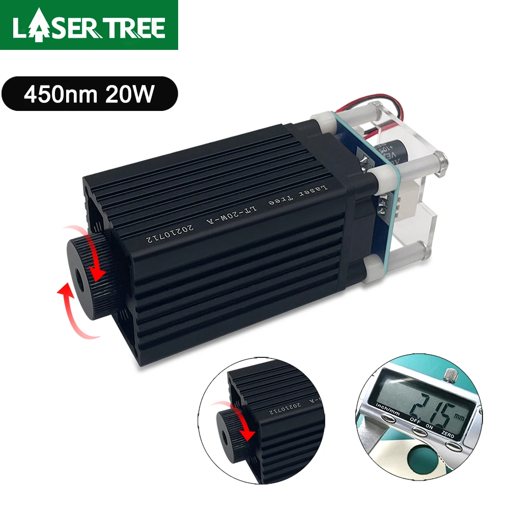 Árbol láser 10W 5W 4W Módulo láser, cabezal láser de luz azul TTL de 450nm para grabado láser herramienta de creación de bricolaje de madera