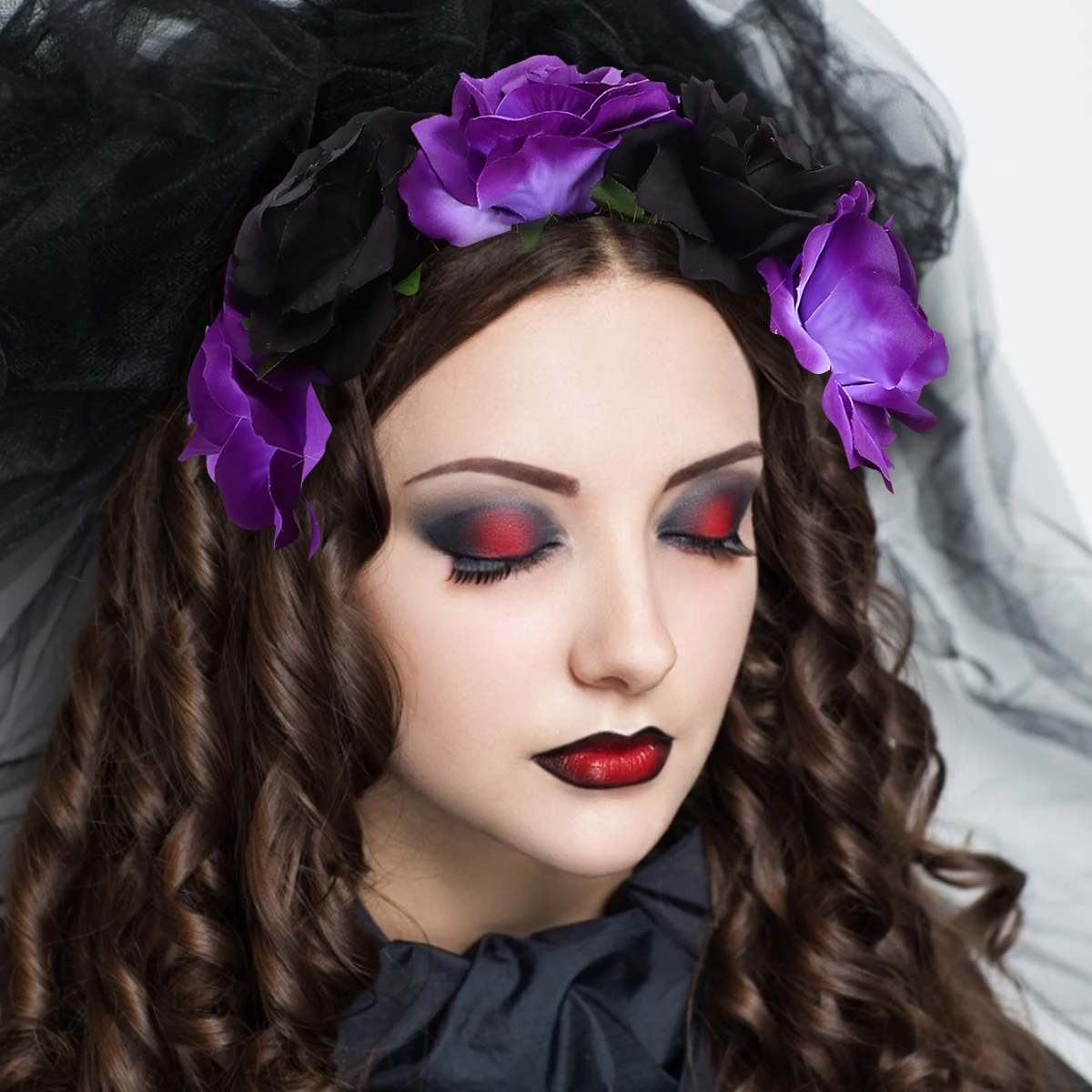 

Veil Hair Accessories Flower Hair Hoop Party Headwear Halloween Headdress Comfortable Premium cosplay Performance Photo Props