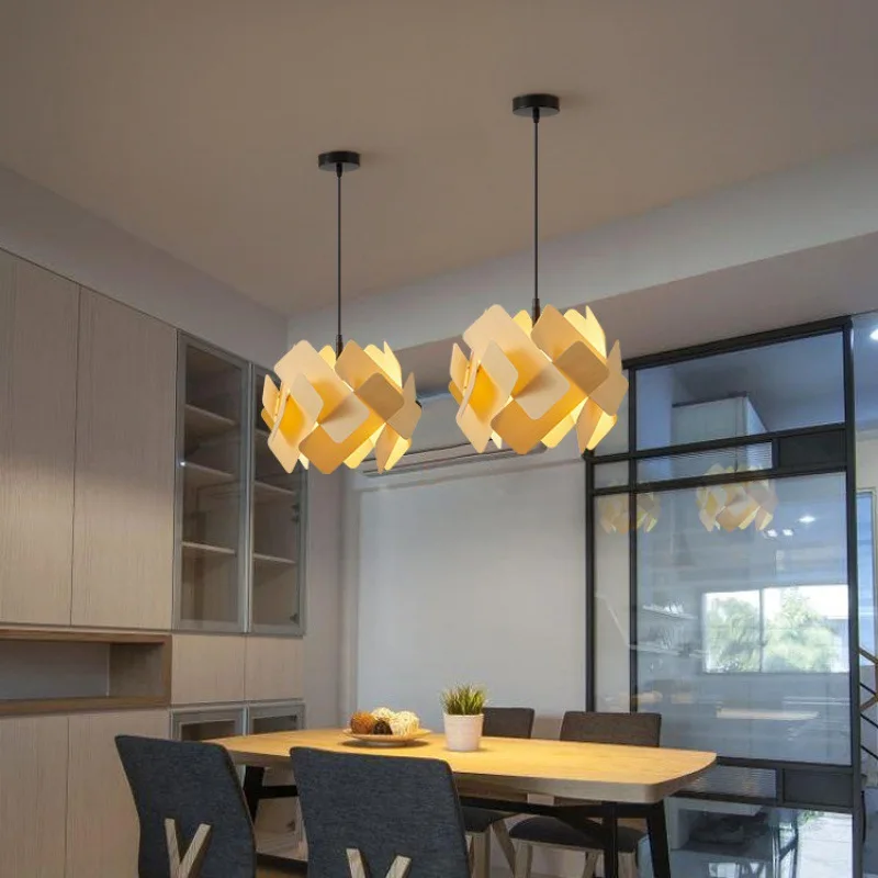 

Nordic Minimalist Bedroom LED Pendant Lamp Restaurant Bar Light Designer Modern Art Lighting Fixture Wood Small Chandelier Decor