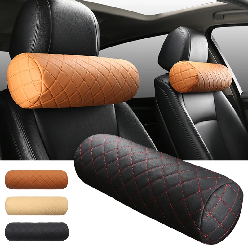 

Comfort Car Seat Neck Pillow Headrest with Memory Foam Breathable Cervical Cylindrical Home Office Chair Headrest Protector