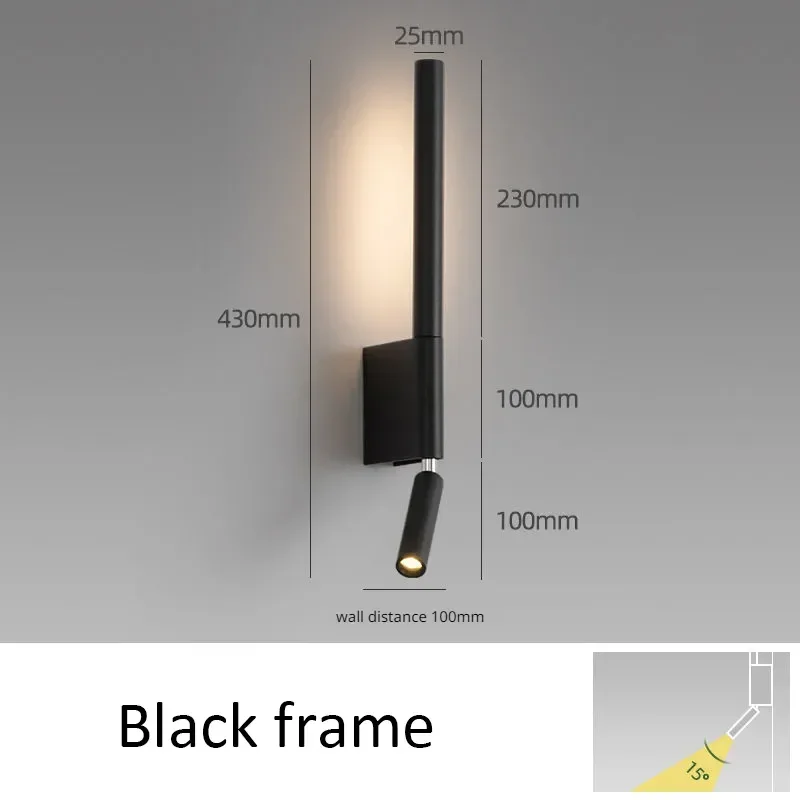 

Modern Led Wall Light Black White Decor Bedside Light Spotlight for Bedroom Living room Reading Night Light Sconce Wall Lamp Led