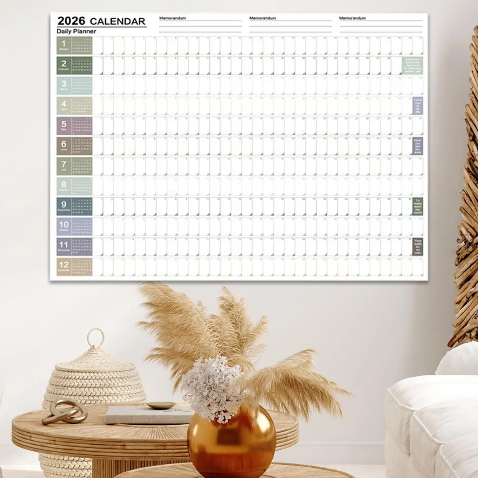 

Настенный календарь-плакат на 2026 год, 12-месячный, складной, органайзер-планировщик на 2026 год для семьи, друзей, студентов, учителей, дома