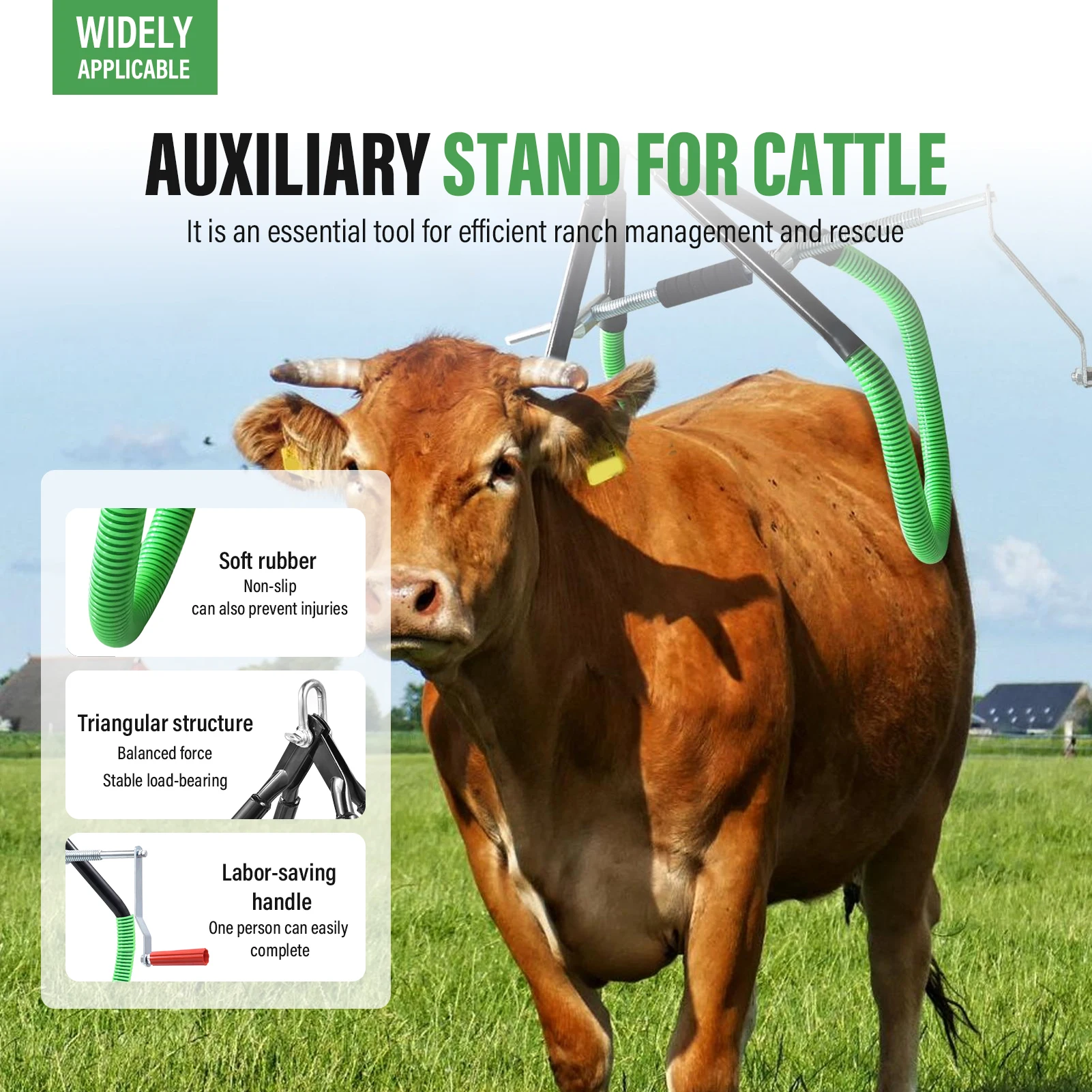 

Cow Hip Lift, 2204 Lbs Lifting Farm Clamp Load-Bearing, Adjustable Opening, Standing up Assist Tool for Cattle Helper Dystocia