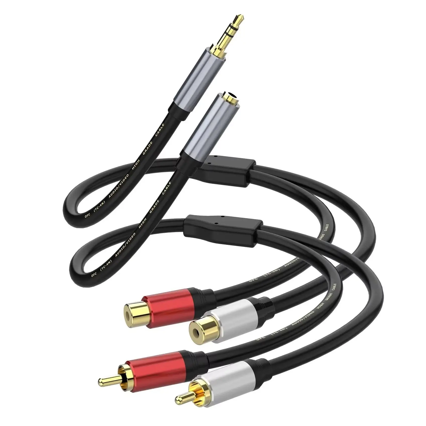 

0.3M/1FT 1/8 Inch TRS Jack to 2 RCA R/L Y Splitter Stereo Audio Cable Dual RCA to 3.5mm Adapter Cord for Amplifier Mixer Speaker