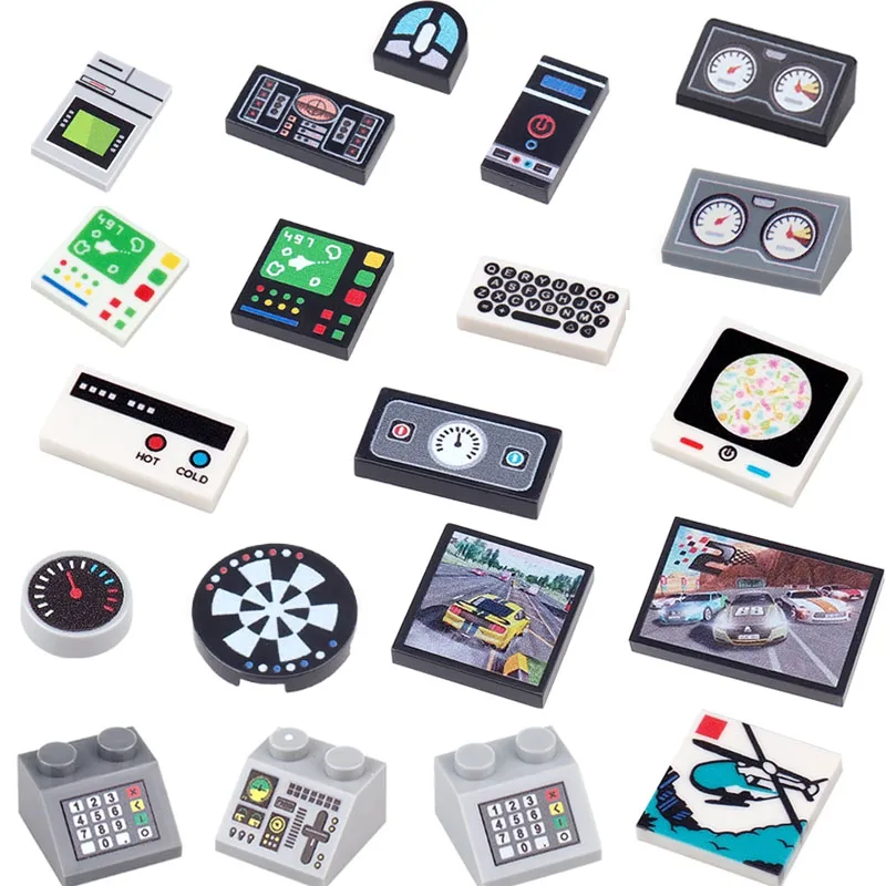 Akcesoria do drukarek scenicznych, klocki konstrukcyjne, ekran deski rozdzielczej, klawiatura, mysz, przyciski sterujące, mini kompatybilne klocki, zabawka N08