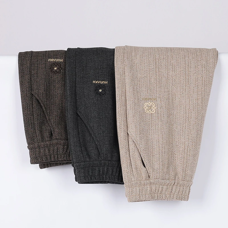 Kobiety w średnim wieku Jesień i zima wysokiej klasy wełniane żakardowe spodnie slim fit Luźne spodnie z elastyczną talią plus Size