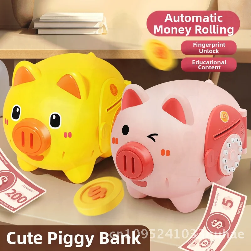 

Large Capacity Cartoon Piggy Bank with Password Feature Children's Toy Savings Box Birthday Gift for Boys And Girls in