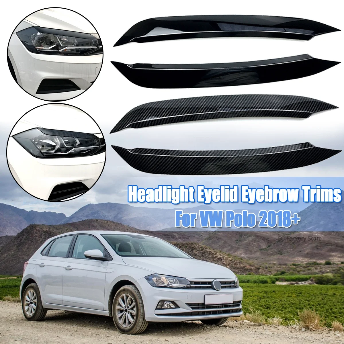 

Car Front Headlights Eyebrow Eyelids Trim Stickers Cover For Volkswagen For VW Polo MK6 2019+ 2020 Headlamp Eyebrow Body Kit