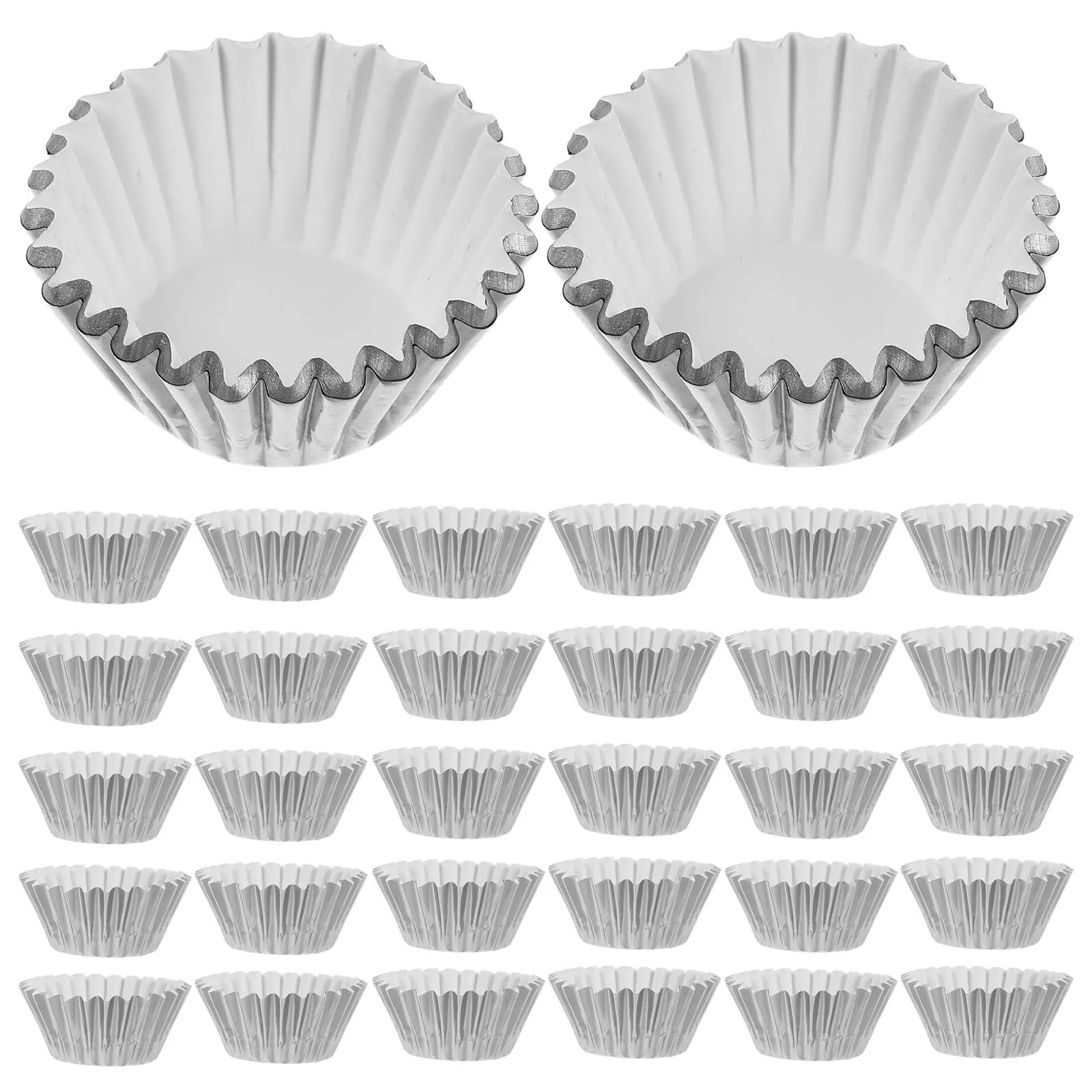 

500pcs Mini Baking Cups Cake Base Liners Silver Aluminum Foil High Temperature Resistance Versatile Use