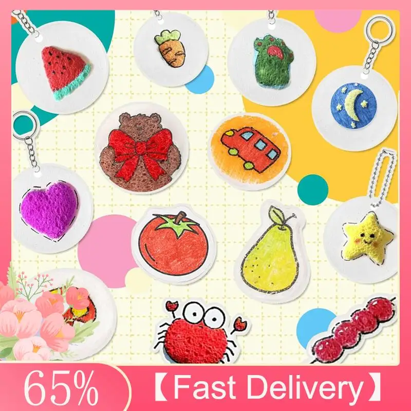 ~Latest Model Texture Painting Sponge 3D Magic Drawing Kit For Kids Art Foam Paper DIY Handprint Keychains