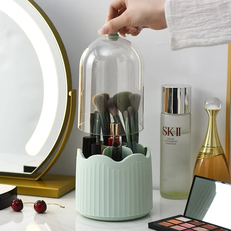 Lipstick Eyebrow Pencil Holder 360° Rotating Makeup Brush Eye Shadow Storage Box Bathroom Dust-proof Multi-Functional Pen Holder