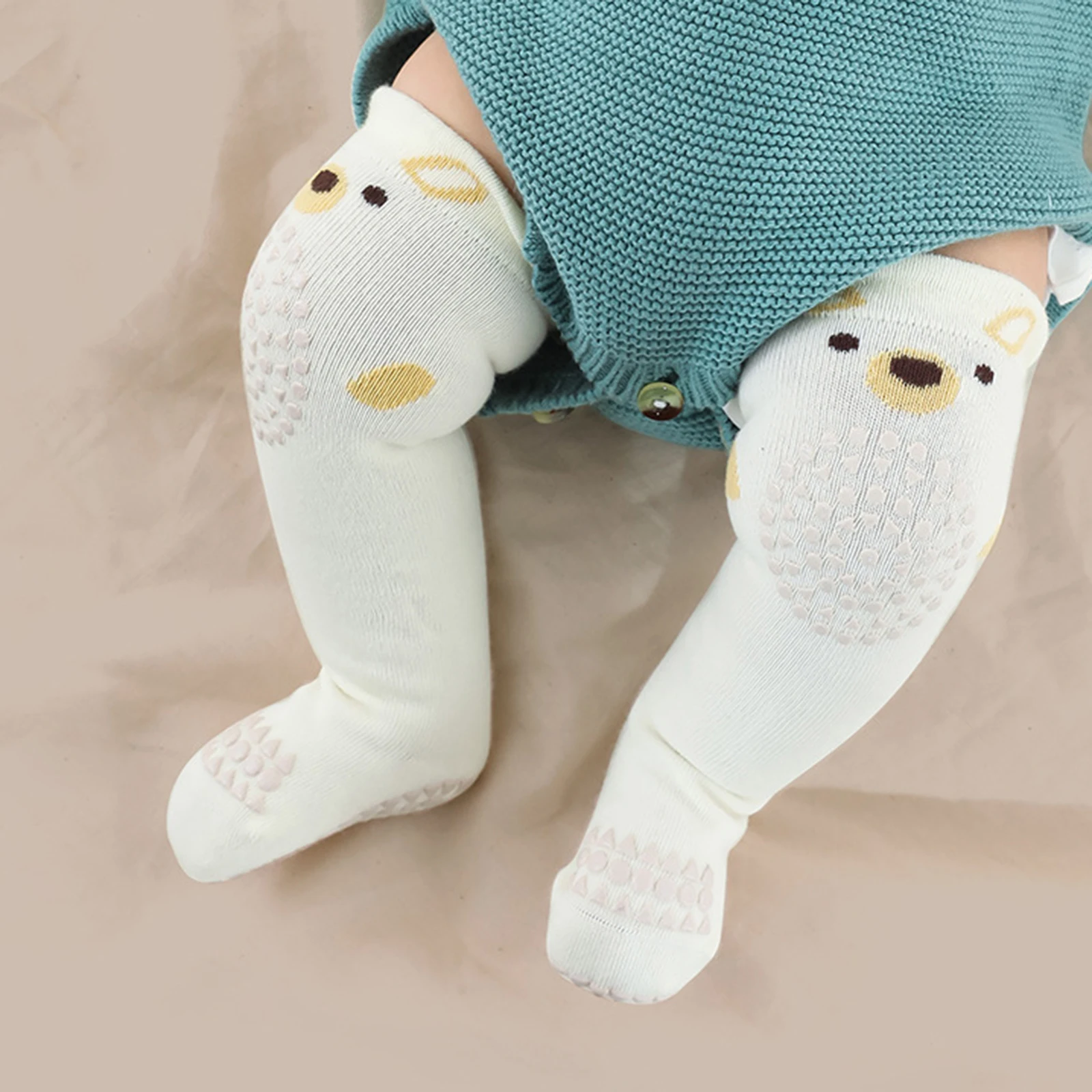 Baby Knee High Socks Breathable Non-Slip Gripper Long Socks Infant Crawling Stockings for Toddlers