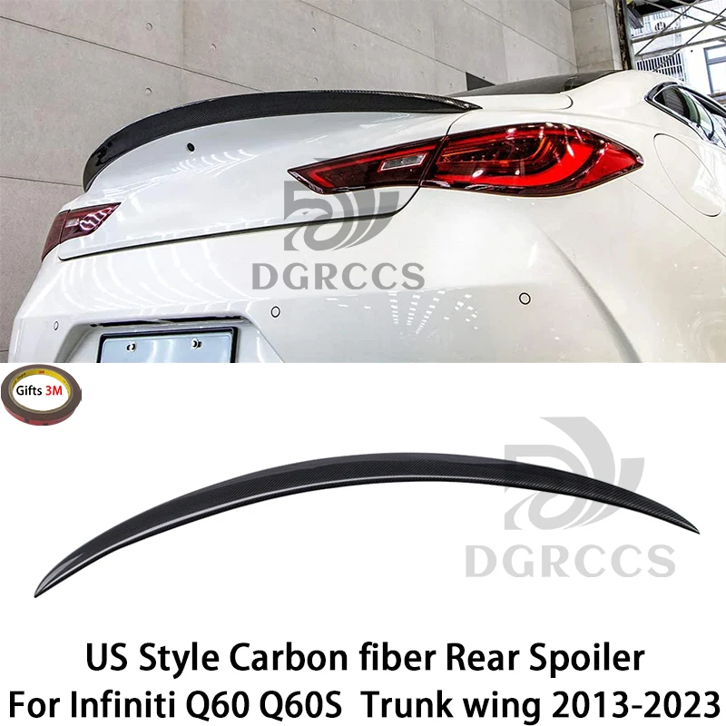 For Infiniti Q60 Q60S US Style Carbon fiber Rear Spoiler Trunk wing 2013-2023 Carbon fiber FRP primer