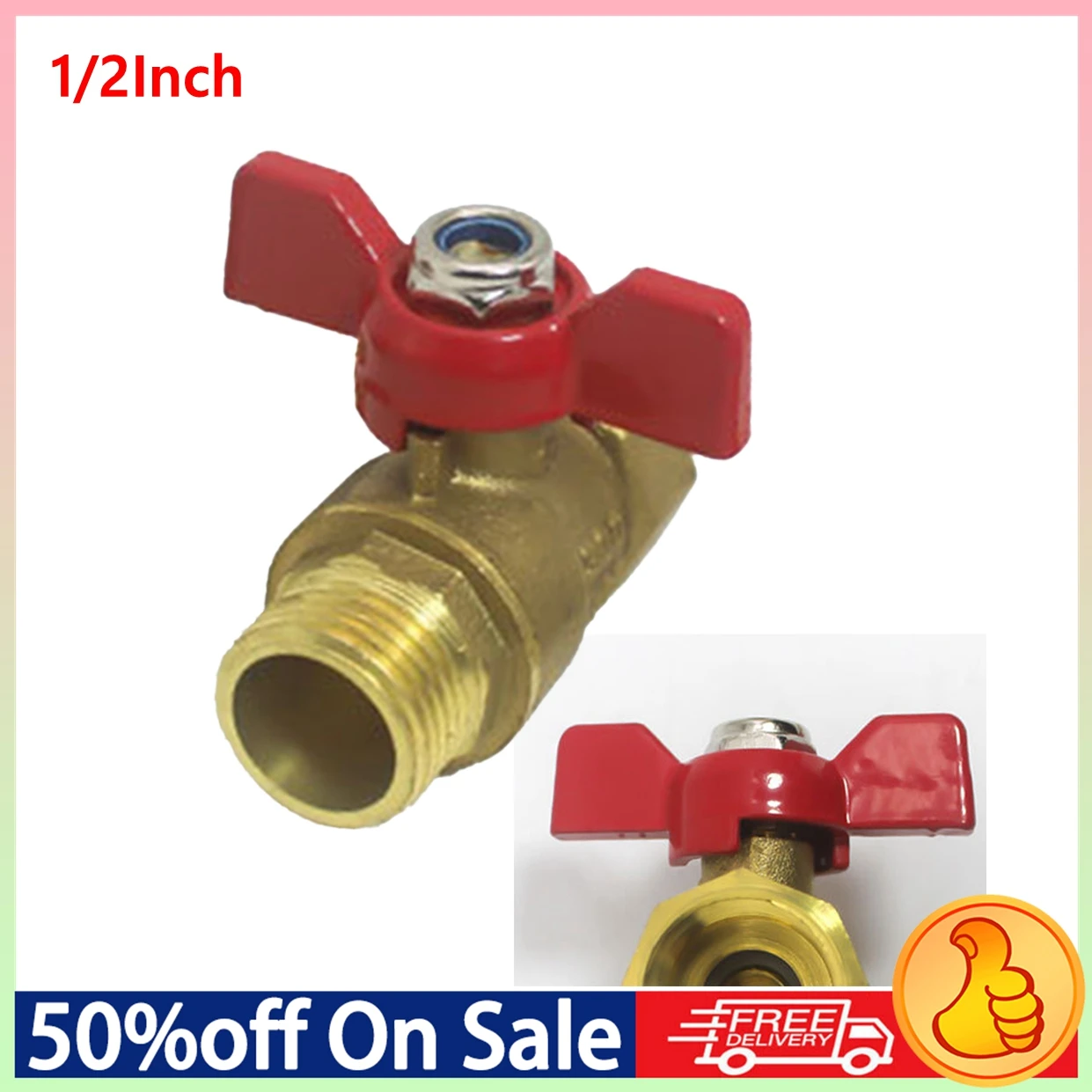 1/2Inch GHT Heavy Duty Brass Garden Hose Shut Off Valve High Volume Valve With Butterfly Handle For Maximum Water Flow