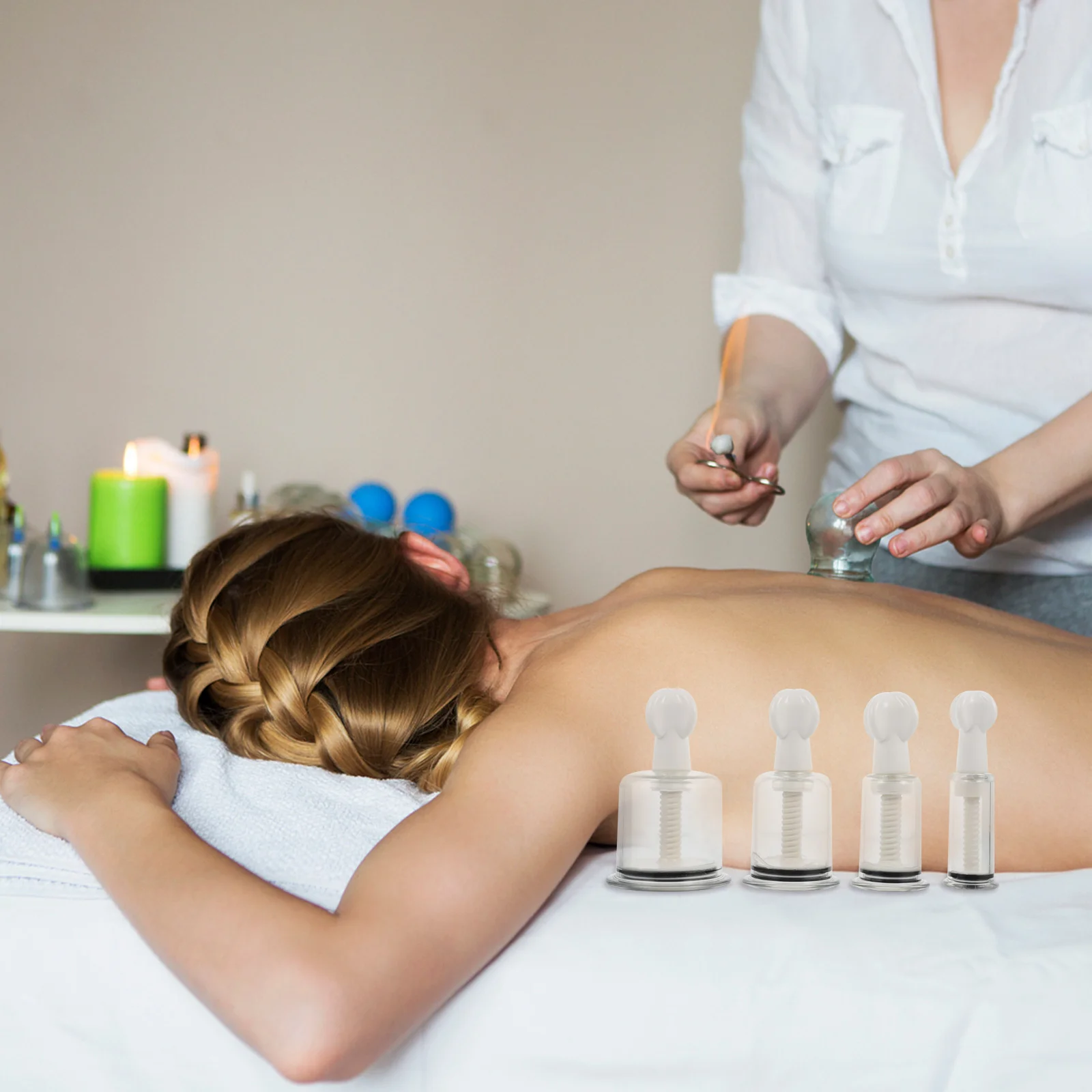 

8pcs Cupping Cups Large Massage Back Massage Cups Therapy Tools For Back Shoulder Neck Pain Relief Body Care Device