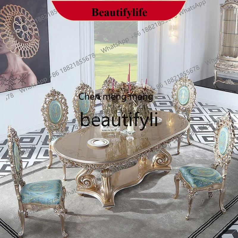 z183  Palace French Rococo dining table and chair combination 1.9M European-style villa classical dining table luxury customizat