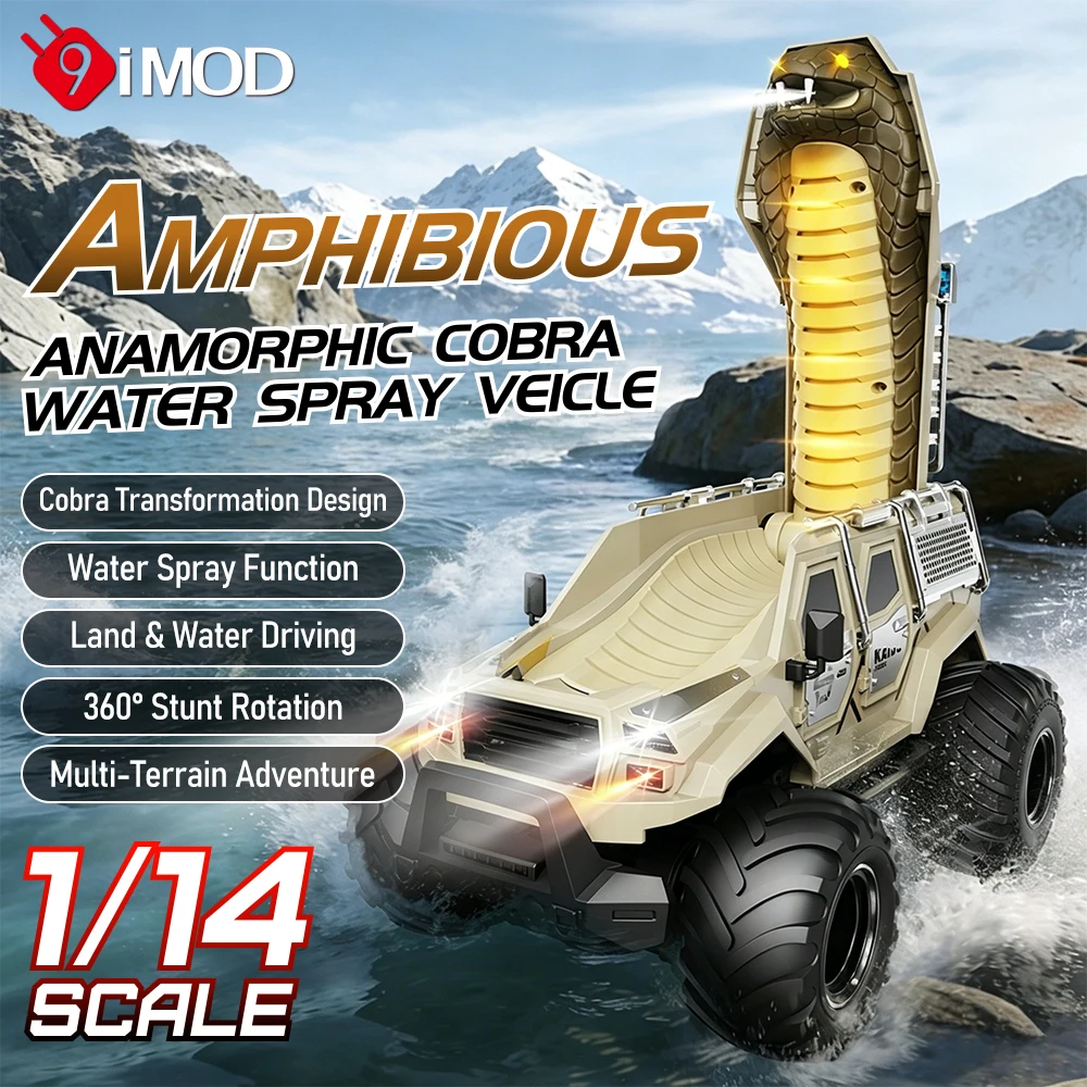 9IMOD RC Amphibious Snake Car 1/14 Water Spray Transforming Stunt Vehicle 2.4G