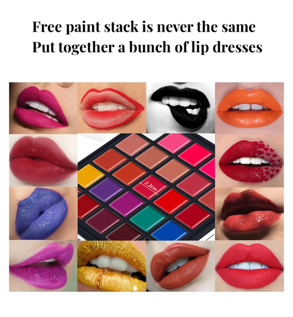 25 Color Lipstick Plate Moisturizing Lip Gloss Long-Lasting Waterproof Makeup Color Set Eyeshadow Blush Multi-Functional Plate