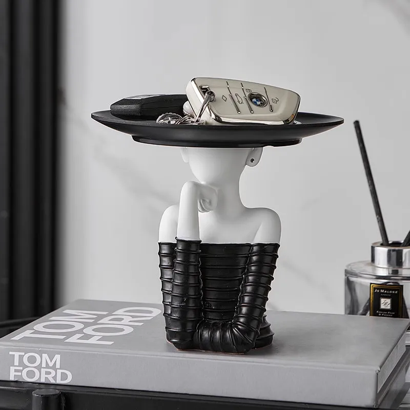 

Скандинавские креативные абстрактные фигурки, художественные фигурки, современный поднос для хранения ключей и ювелирных изделий в прихожей, украшение для дома Статуэтки Кошек FYFM