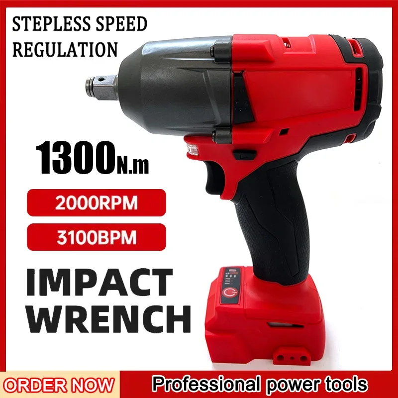Fit Milwaukee Brushless Impact Wrench 1300NM  Electric Wrench Cordless Large Torque Car Truck Repair Power Tools For 18V Battery